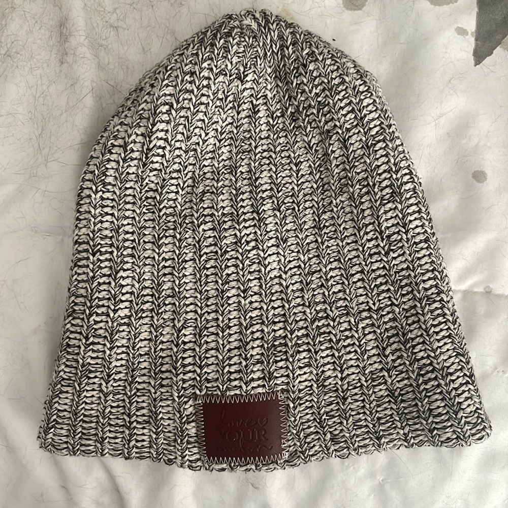 Love your melon, black and white knitted hat